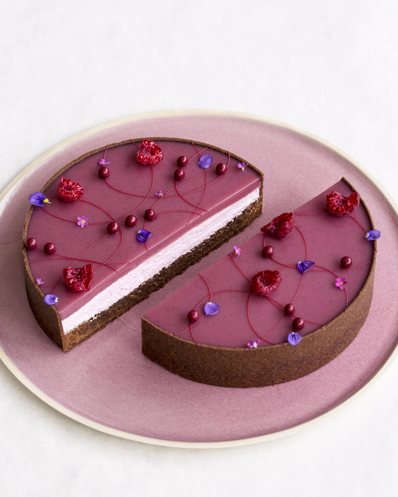 Chocolate raspberry fluff tart