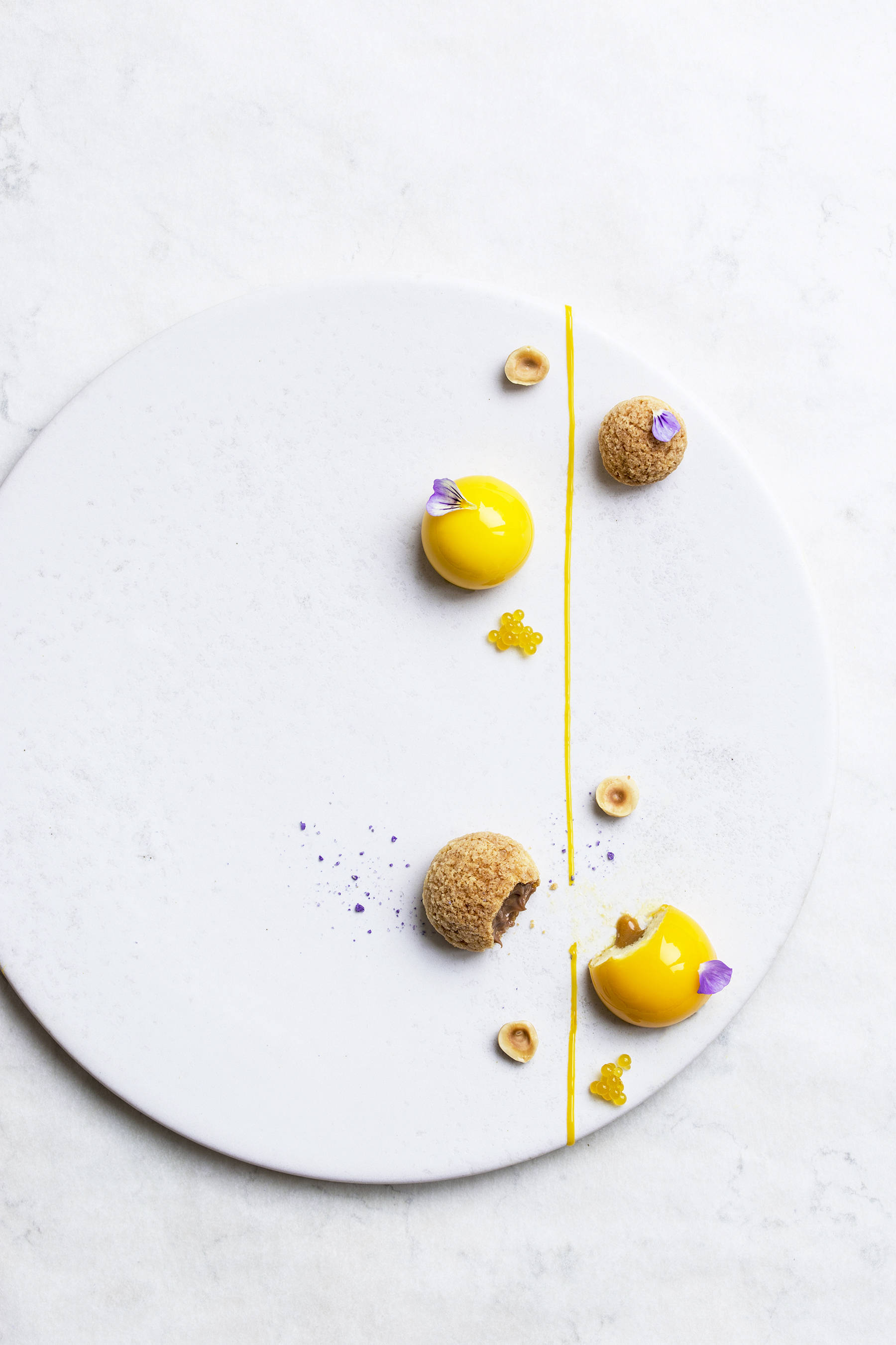 Passion fruit hazelnut dessert