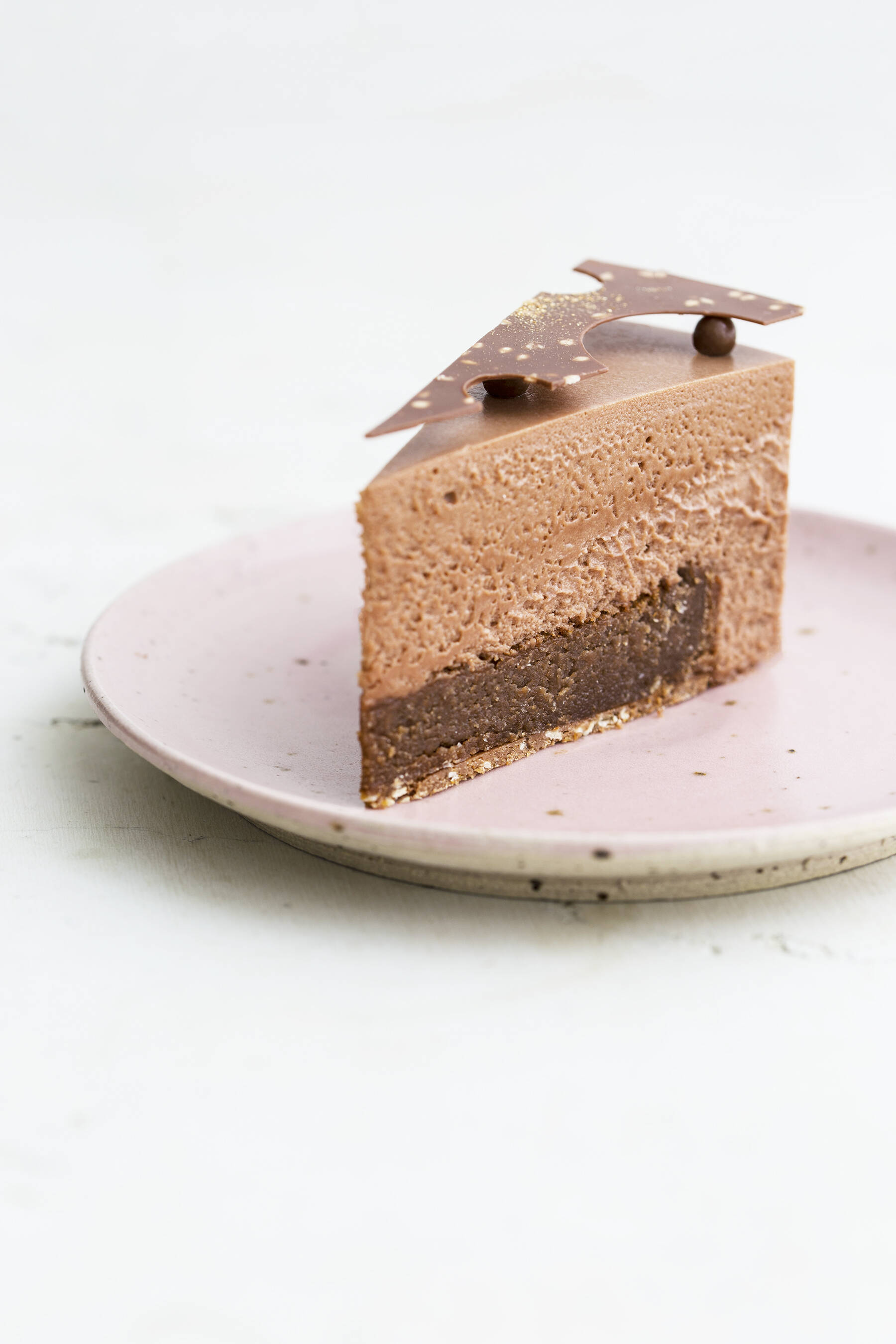 Chocolate mousse cake with sesame, lemon and salt