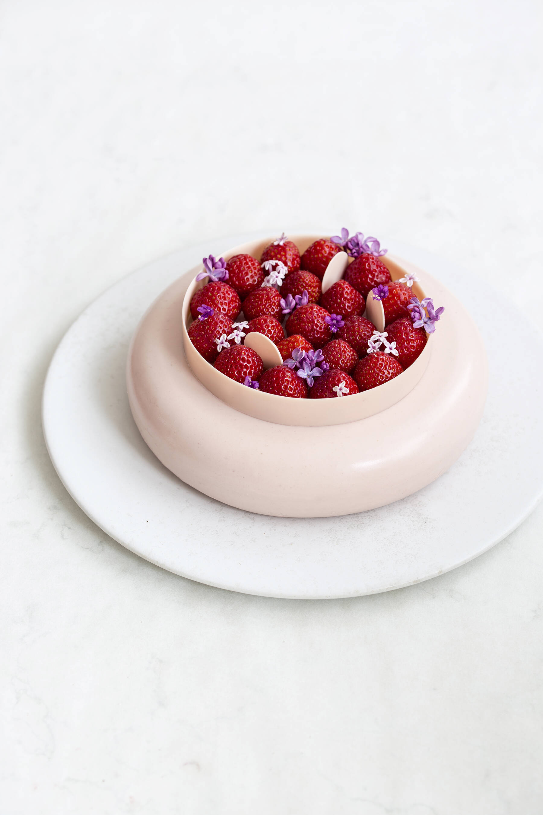 Strawberry hazelnut cake with basil